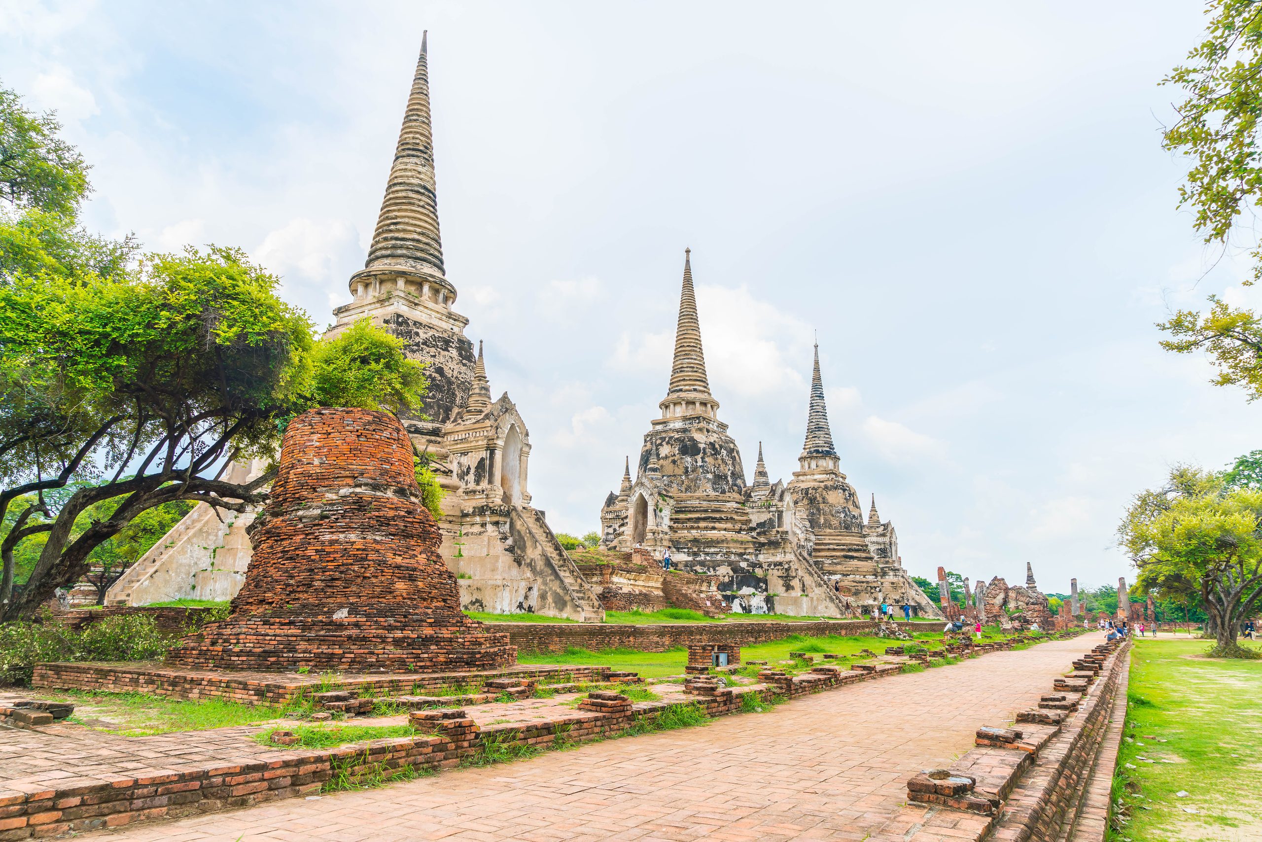 beautiful old architecture historic of Ayutthaya in Thailand - boost up color processing style