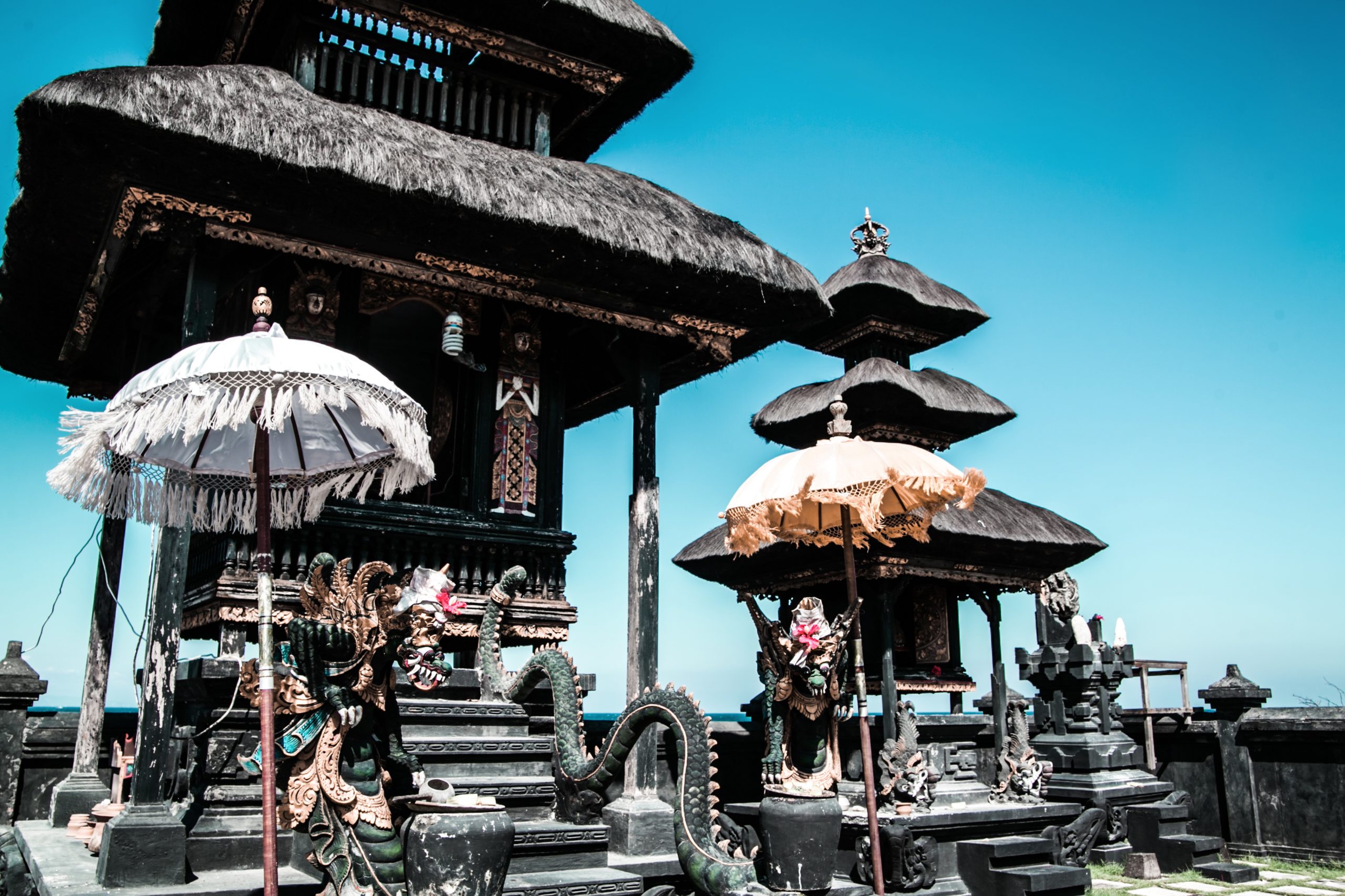 typical ancient architecture of the island of Bali, Indonesia.