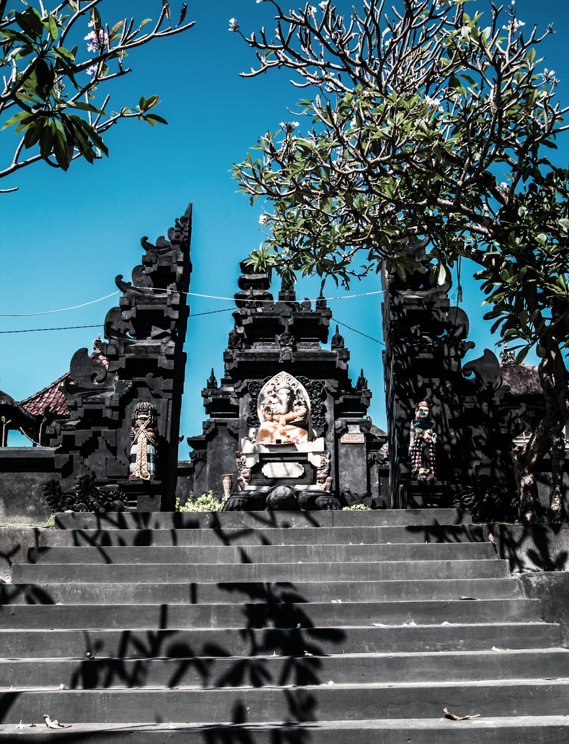 Typical Balinese Hindu Temple - the Stairs, Gate and Temple - Ubud, Bali, Indonesia